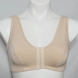MEDIUM Dr. Rey's Shapewear‎ 90% Cotton Front Close Wire Free Bra Nude NWOT